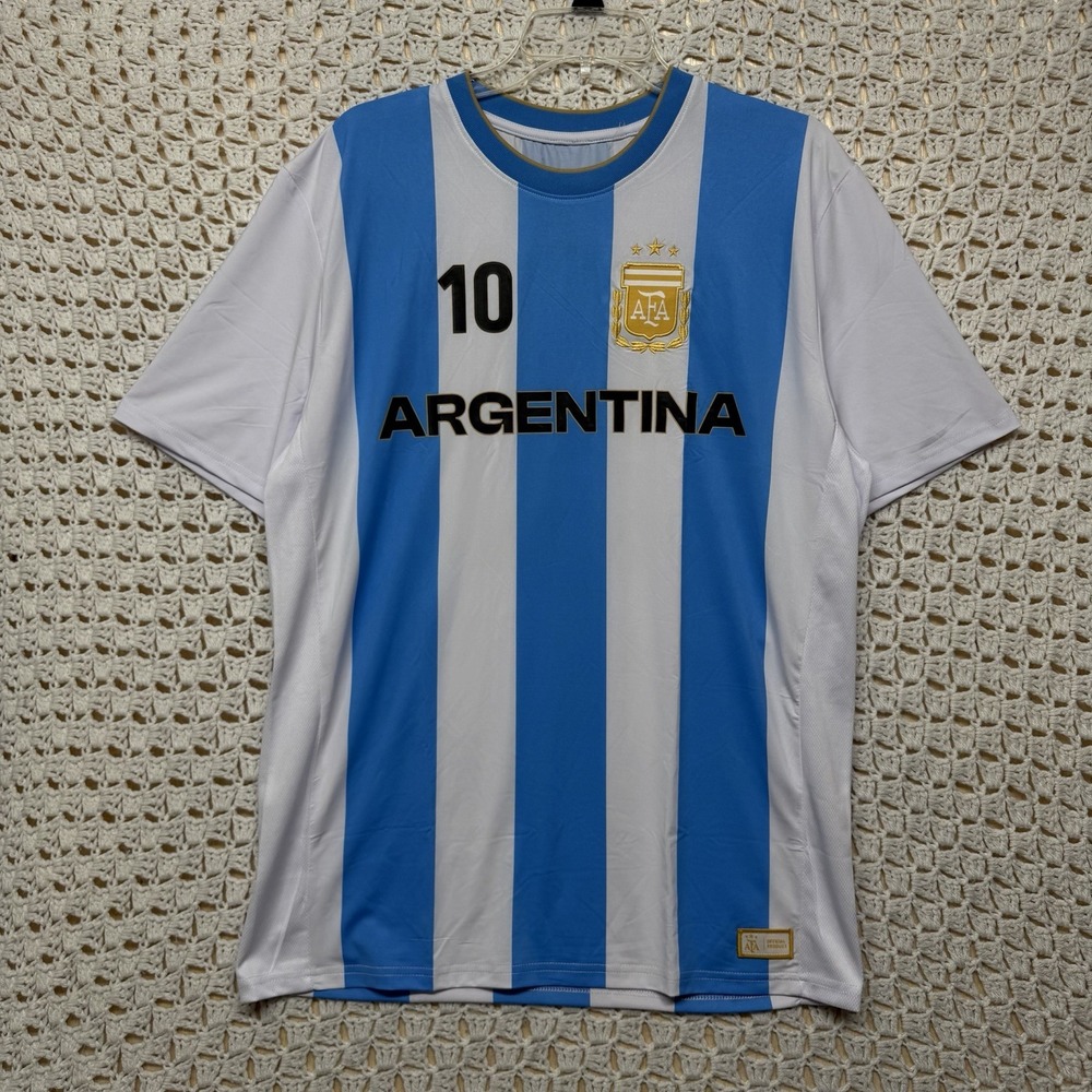 Argentina Lionel Messi #10 Soccer Jersey AFA Official Licensed L Blue White NWT